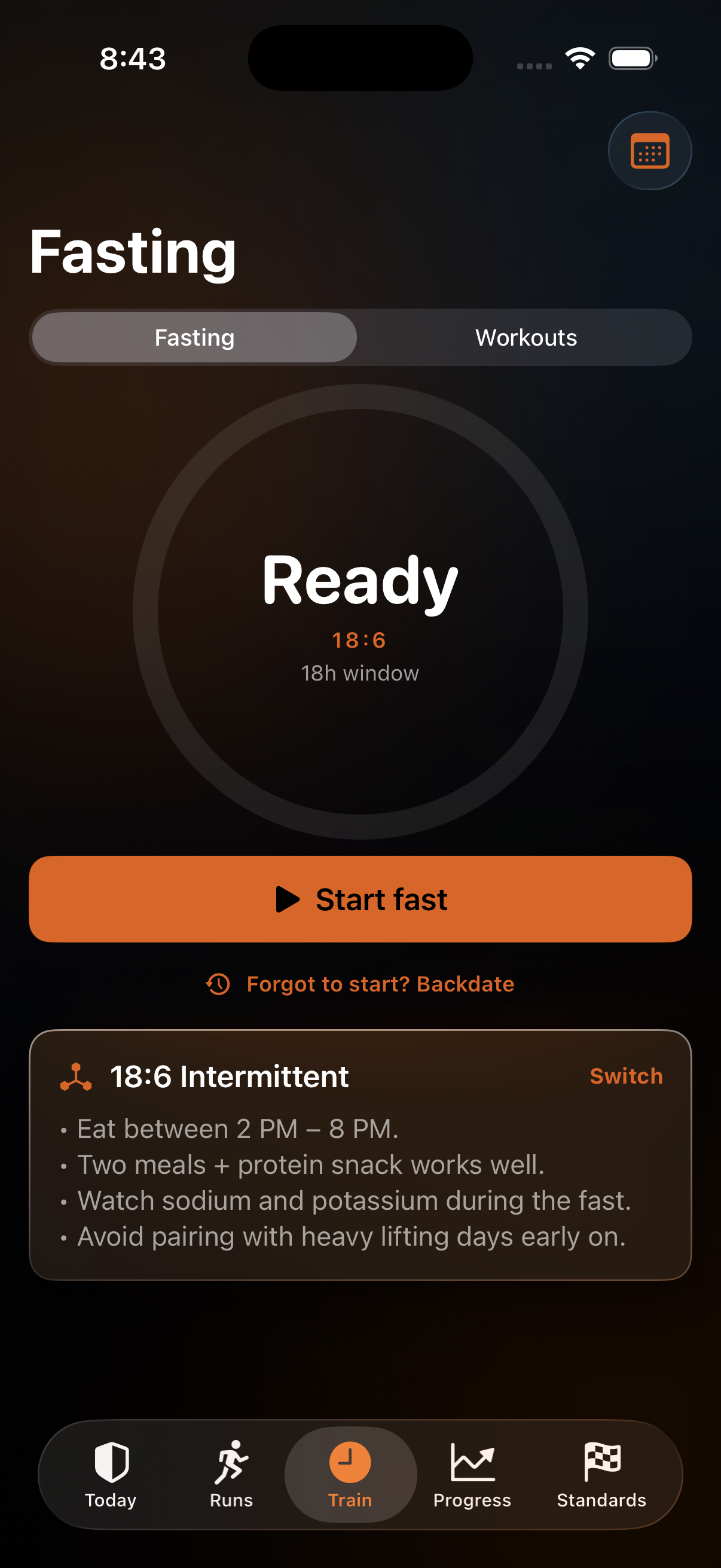 Army Body Builder intermittent fasting timer